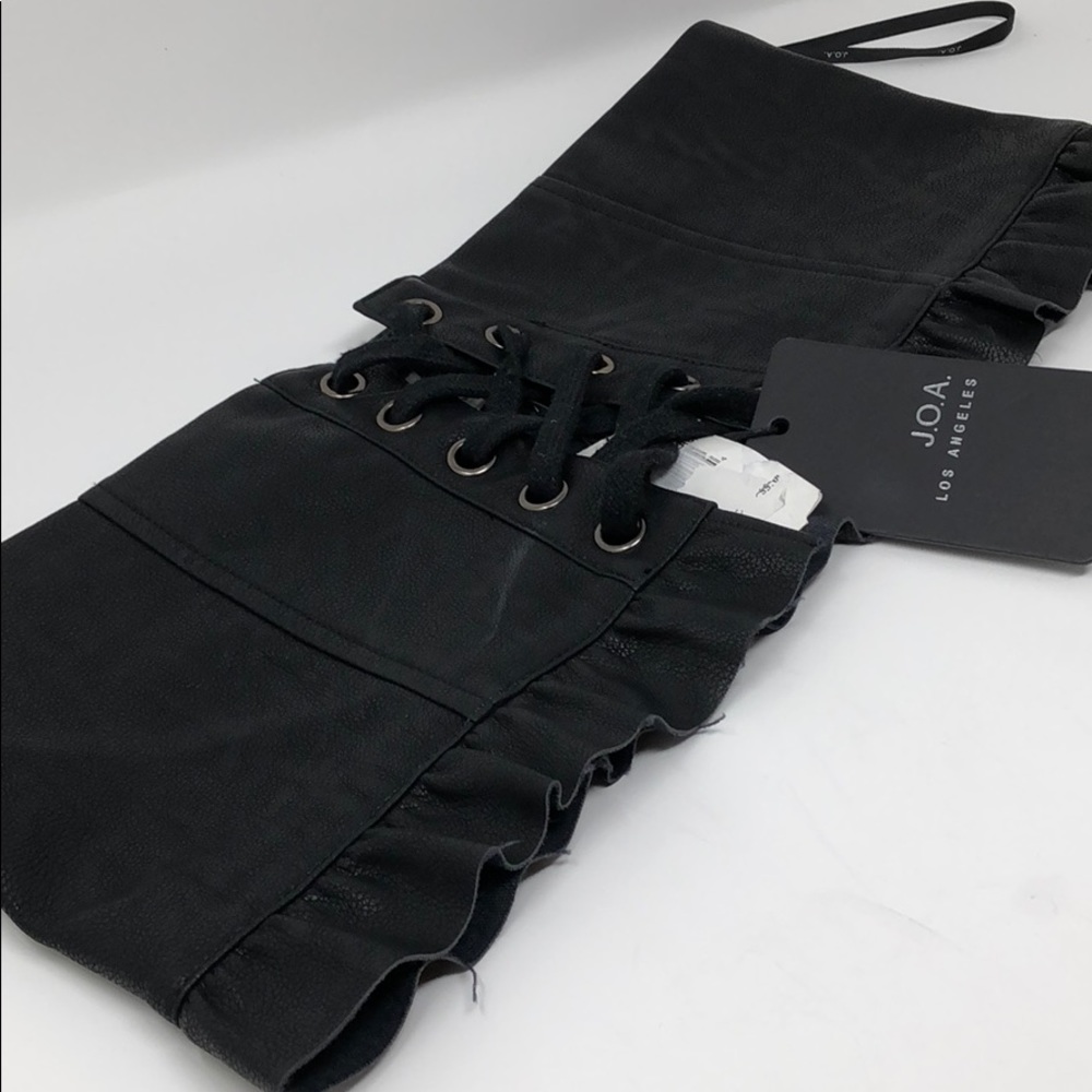 J.o.a. Leather laced crop top bandeau black med